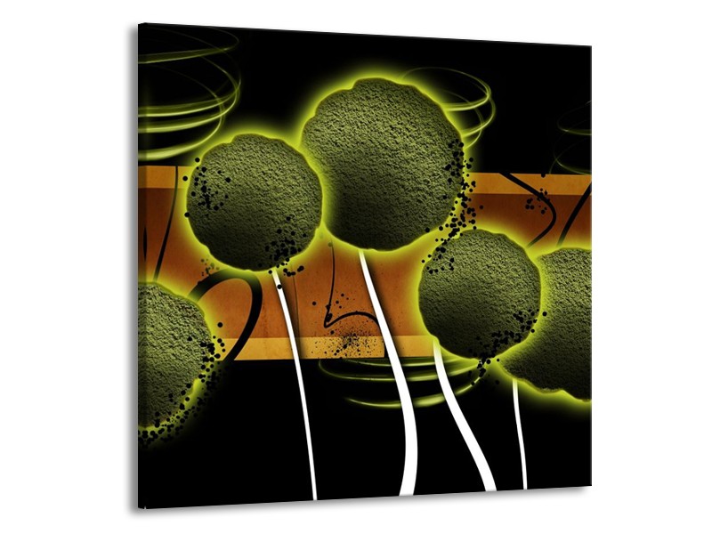 Canvas schilderij Bloem | Groen, Bruin, Zwart | 50x50cm 1Luik
