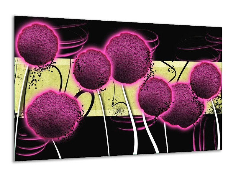 Canvas schilderij Bloem | Roze, Geel, Wit | 120x70cm 1Luik