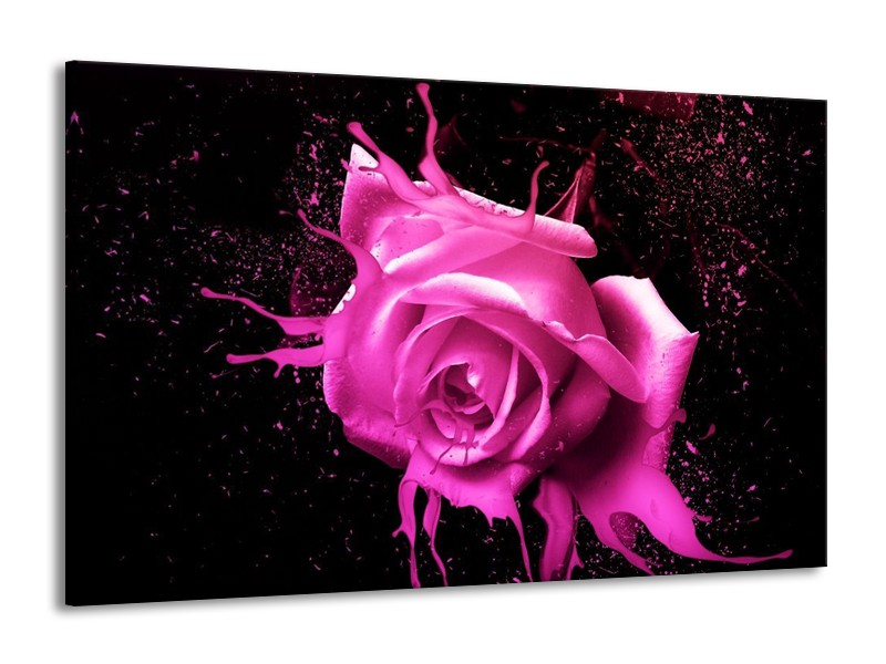 Canvas schilderij Roos | Roze, Zwart | 140x90cm 1Luik