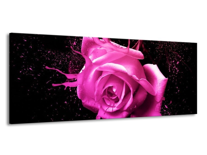 Canvas schilderij Roos | Roze, Zwart | 145x58cm 1Luik