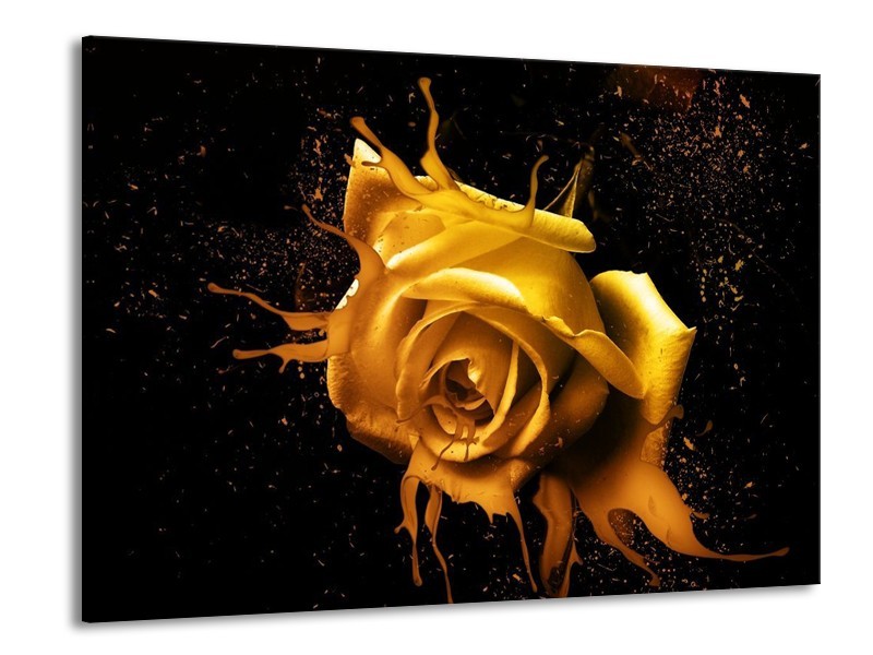 Canvas schilderij Roos | Geel, Zwart | 100x70cm 1Luik
