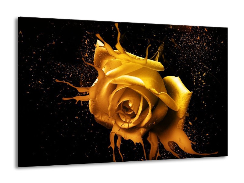 Canvas schilderij Roos | Geel, Zwart | 140x90cm 1Luik