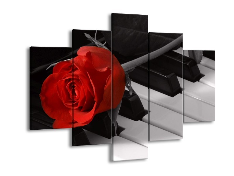 Glas schilderij Roos | Rood, Wit, Zwart | 150x105cm 5Luik