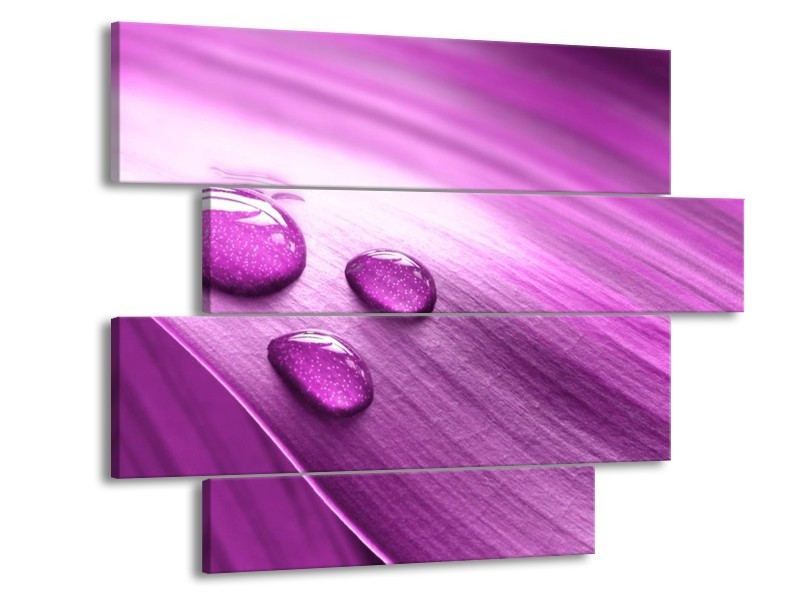 Canvas schilderij Druppel | Paars, Wit | 115x85cm 4Luik