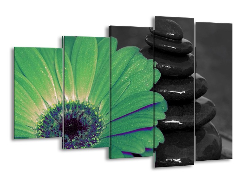 Canvas schilderij Bloem | Grijs, Groen | 150x100cm 5Luik