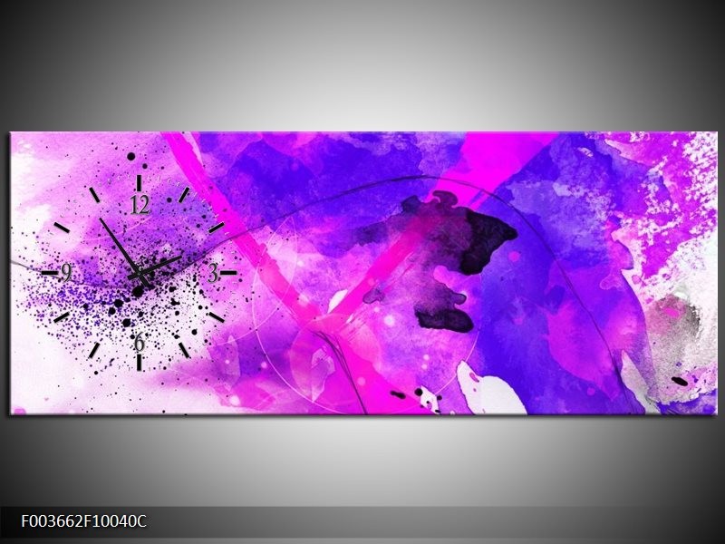 Klok schilderij Abstract | Paars, Roze, Wit | 100x40cm 1Luik