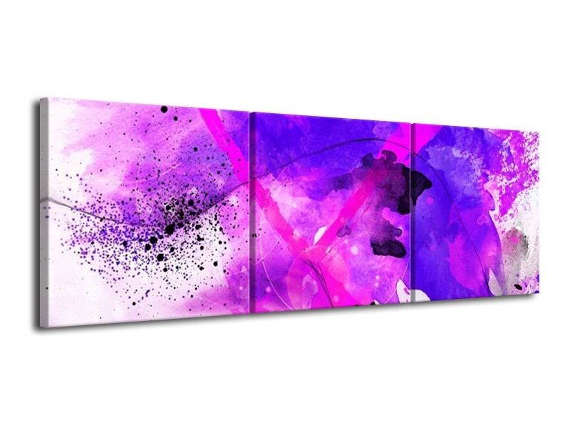 Canvas schilderij Abstract | Paars, Roze, Wit | 120x40cm 3Luik