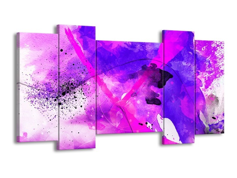 Canvas schilderij Abstract | Paars, Roze, Wit | 120x65 5Luik