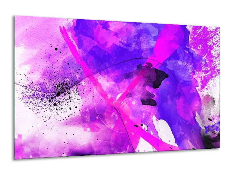 Glas schilderij Abstract | Paars, Roze, Wit | 120x70cm 1Luik