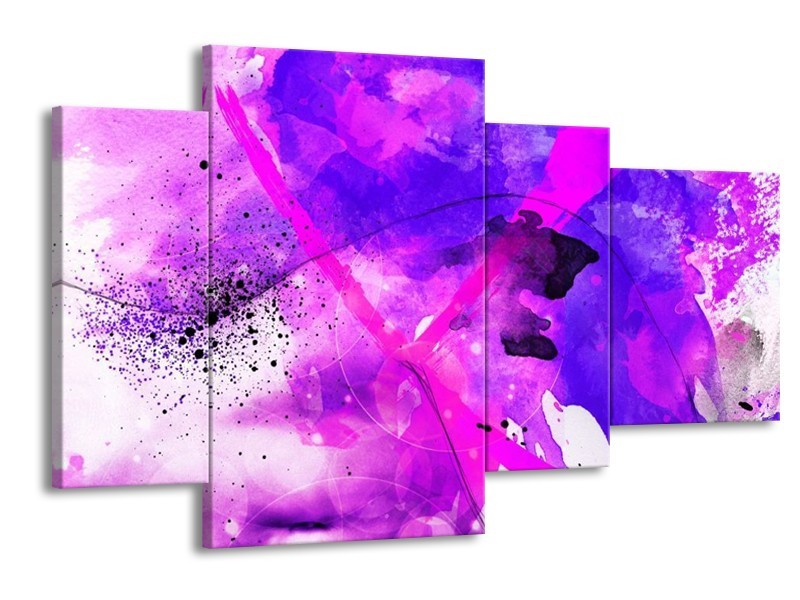 Glas schilderij Abstract | Paars, Roze, Wit | 120x75cm 4Luik