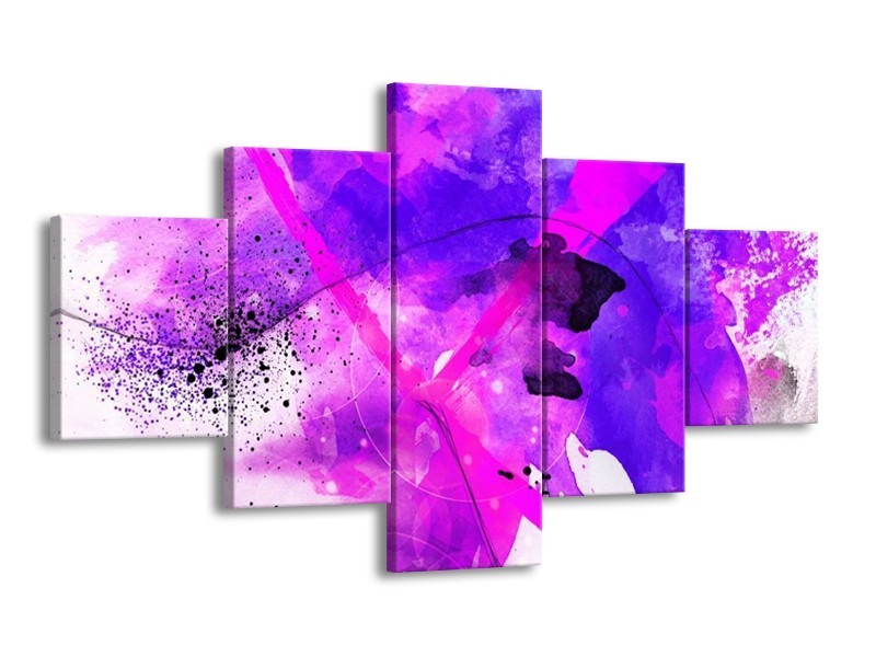 Canvas schilderij Abstract | Paars, Roze, Wit | 125x70cm 5Luik