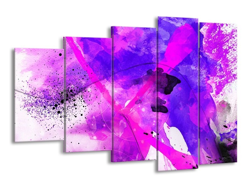 Canvas schilderij Abstract | Paars, Roze, Wit | 150x100cm 5Luik