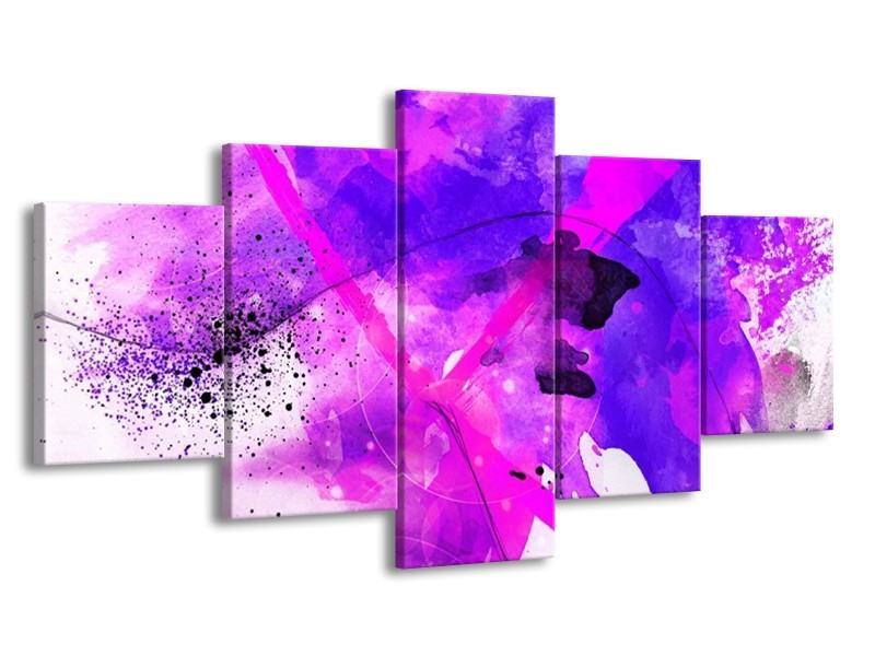 Canvas schilderij Abstract | Paars, Roze, Wit | 150x80cm 5Luik