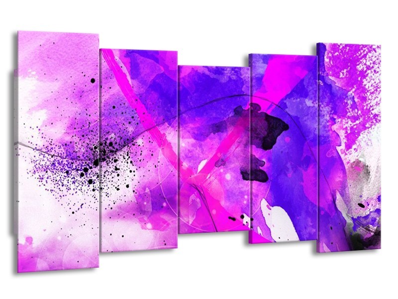 Canvas schilderij Abstract | Paars, Roze, Wit | 150x80cm 5Luik