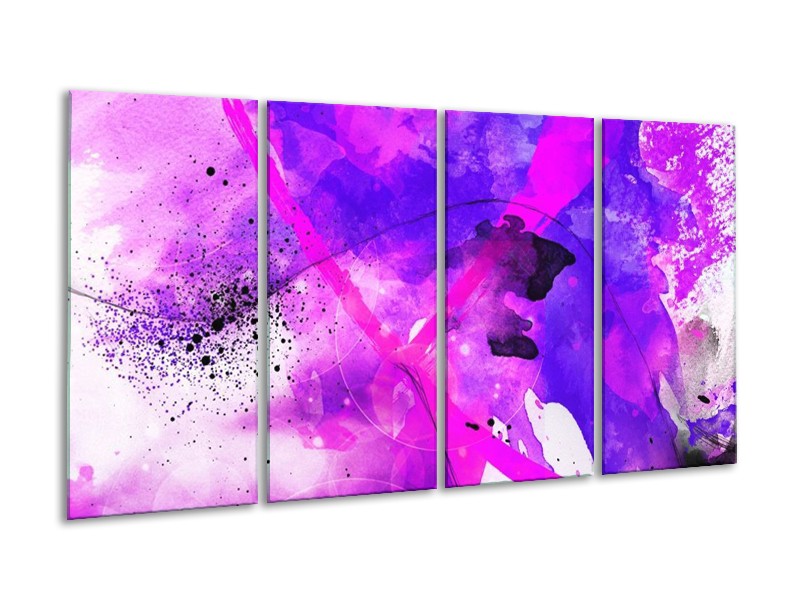Canvas schilderij Abstract | Paars, Roze, Wit | 160x80cm 4Luik