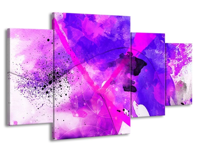 Canvas schilderij Abstract | Paars, Roze, Wit | 160x90cm 4Luik