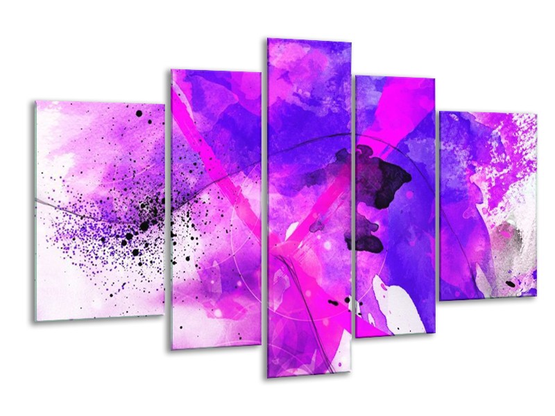 Glas schilderij Abstract | Paars, Roze, Wit | 170x100cm 5Luik