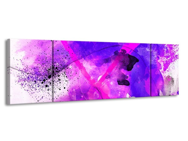 Glas schilderij Abstract | Paars, Roze, Wit | 170x50cm 3Luik