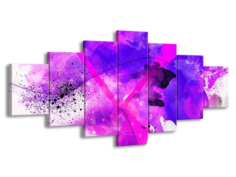 Canvas schilderij Abstract | Paars, Roze, Wit | 210x100cm 7Luik