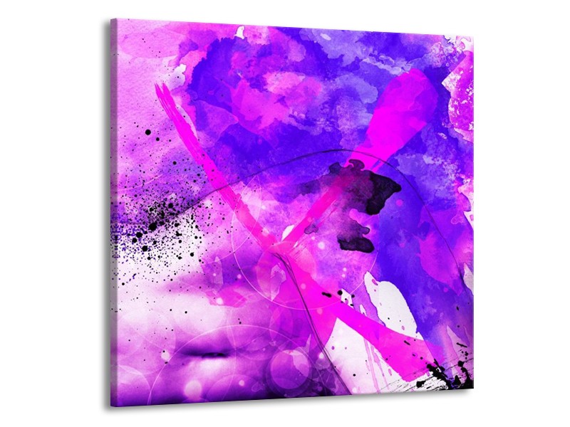 Glas schilderij Abstract | Paars, Roze, Wit | 50x50cm 1Luik