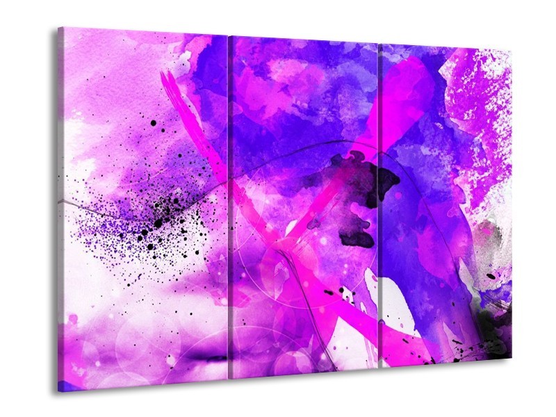 Glas schilderij Abstract | Paars, Roze, Wit | 90x60cm 3Luik