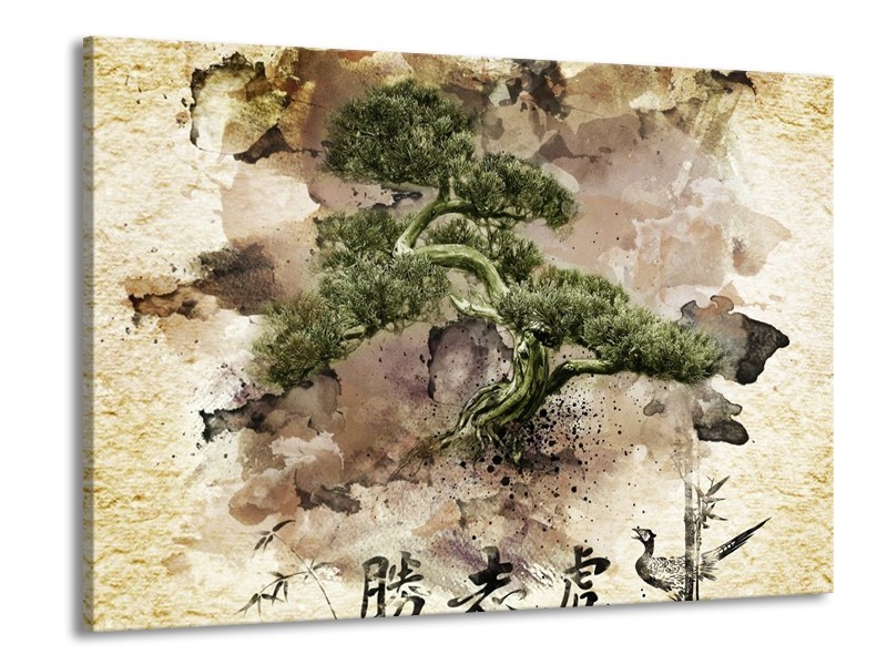 Canvas schilderij Bonsai | Groen, Wit | 100x70cm 1Luik