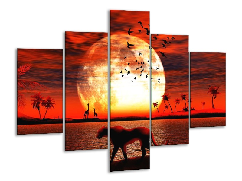 Canvas schilderij Natuur | Rood, Wit, Zwart | 100x70cm 5Luik