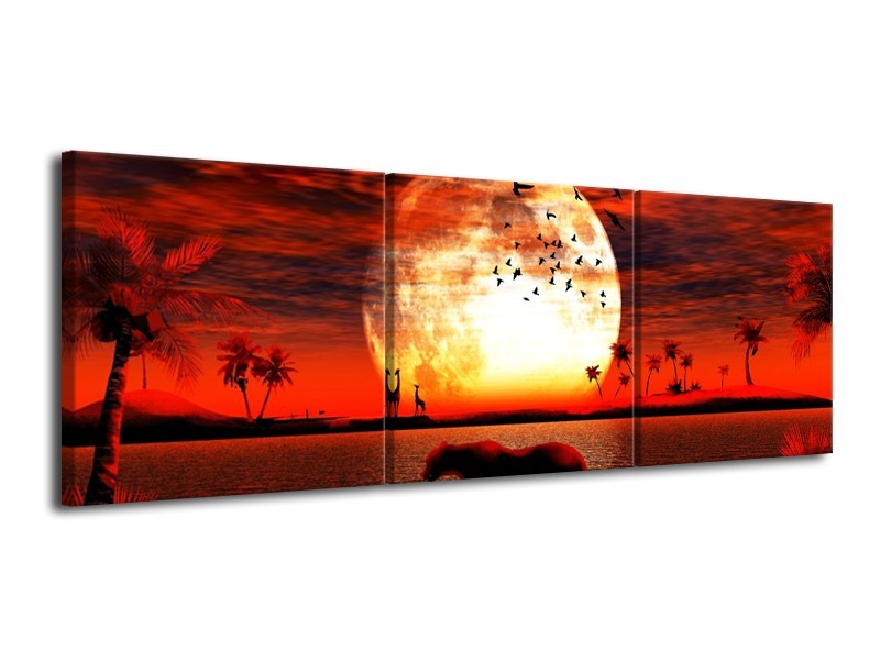 Canvas schilderij Natuur | Rood, Wit, Zwart | 120x40cm 3Luik