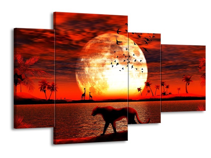 Glas schilderij Natuur | Rood, Wit, Zwart | 120x75cm 4Luik