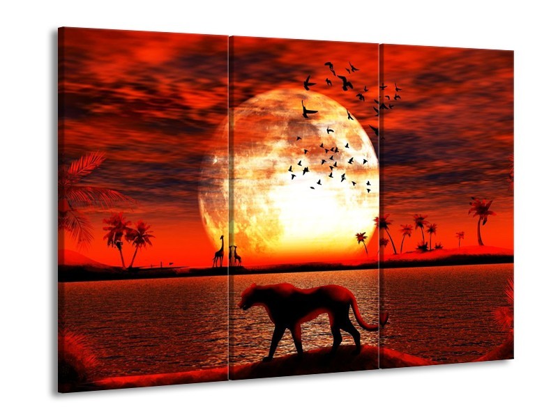 Canvas schilderij Natuur | Rood, Wit, Zwart | 90x60cm 3Luik