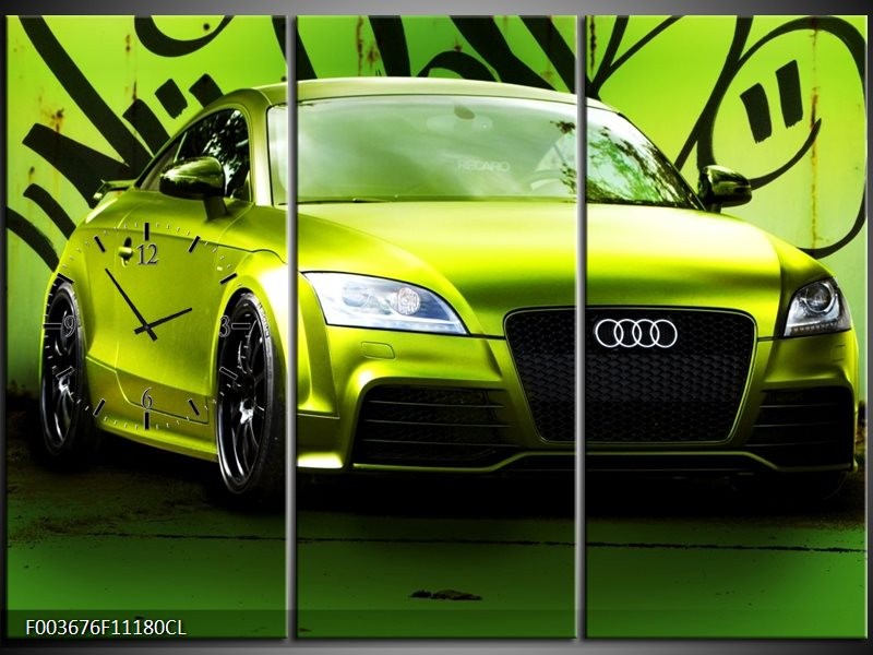 Klok schilderij Audi | Groen, Zwart | 111x80cm 3Luik