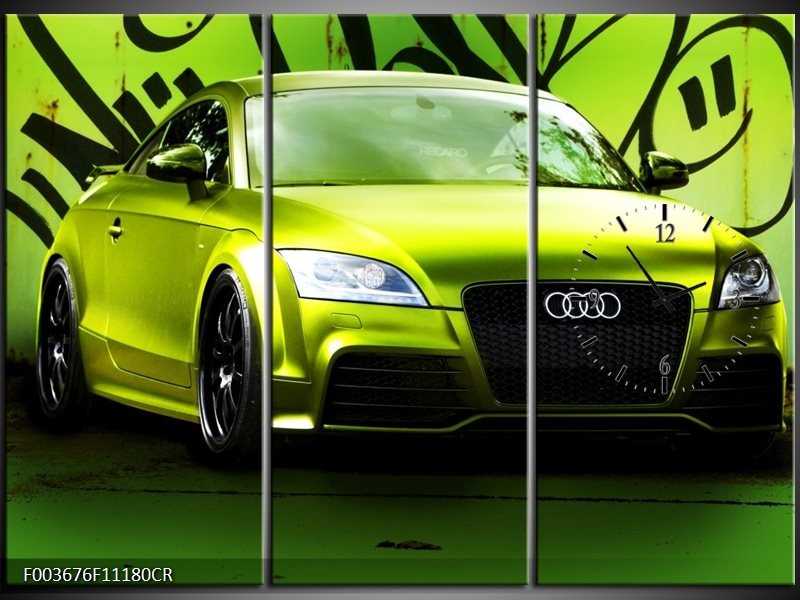 Klok schilderij Audi | Groen, Zwart | 111x80cm 3Luik