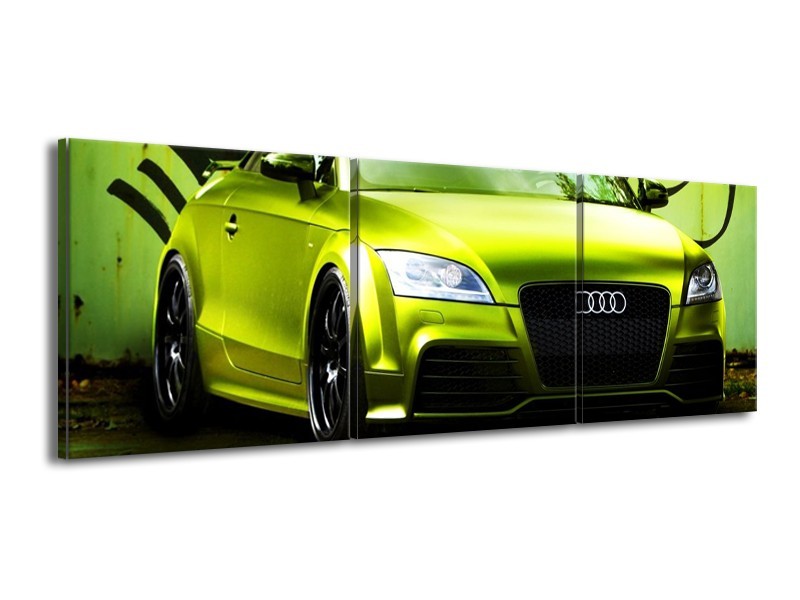 Glas schilderij Audi | Groen, Zwart | 150x50cm 3Luik
