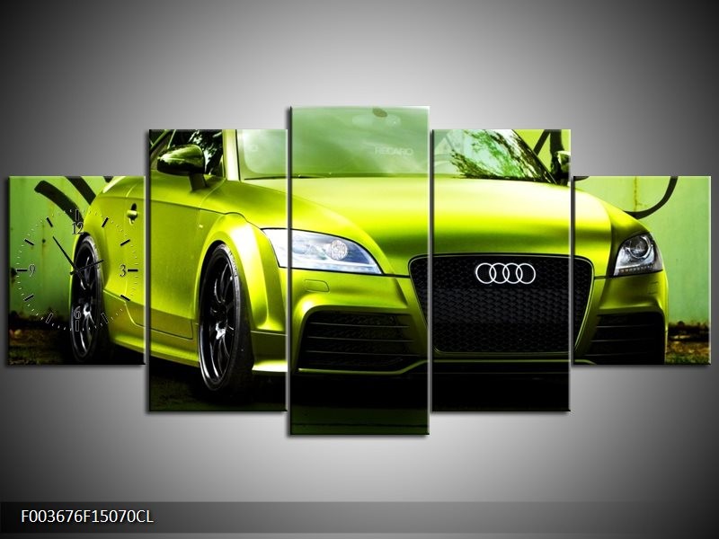 Klok schilderij Audi | Groen, Zwart | 150x70cm 5Luik