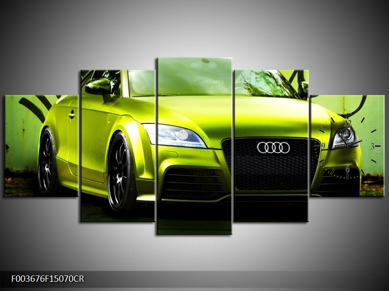Klok schilderij Audi | Groen, Zwart | 150x70cm 5Luik