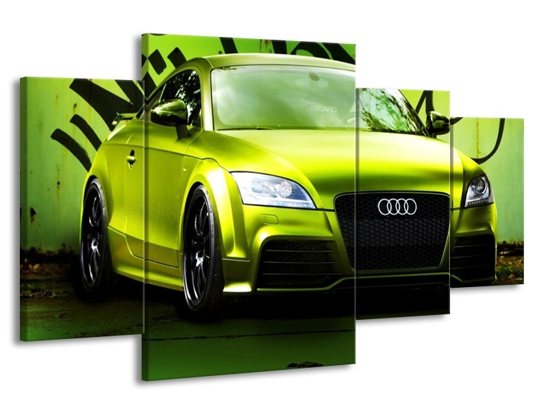 Glas schilderij Audi | Groen, Zwart | 160x90cm 4Luik