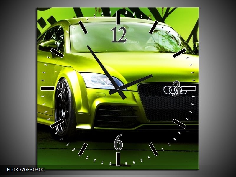 Klok schilderij Audi | Groen, Zwart | 30x30cm 1Luik