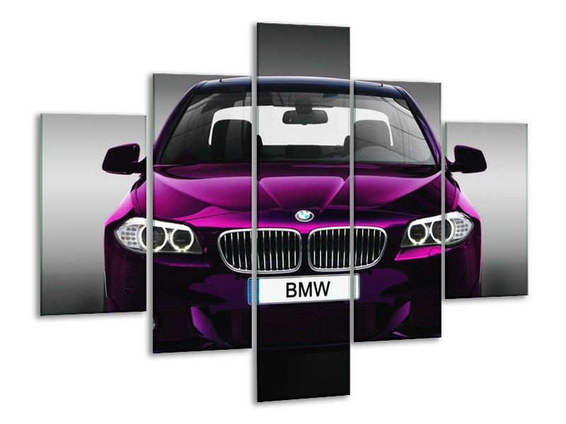 Glas schilderij BMW | Paars, Grijs, Zwart | 100x70cm 5Luik