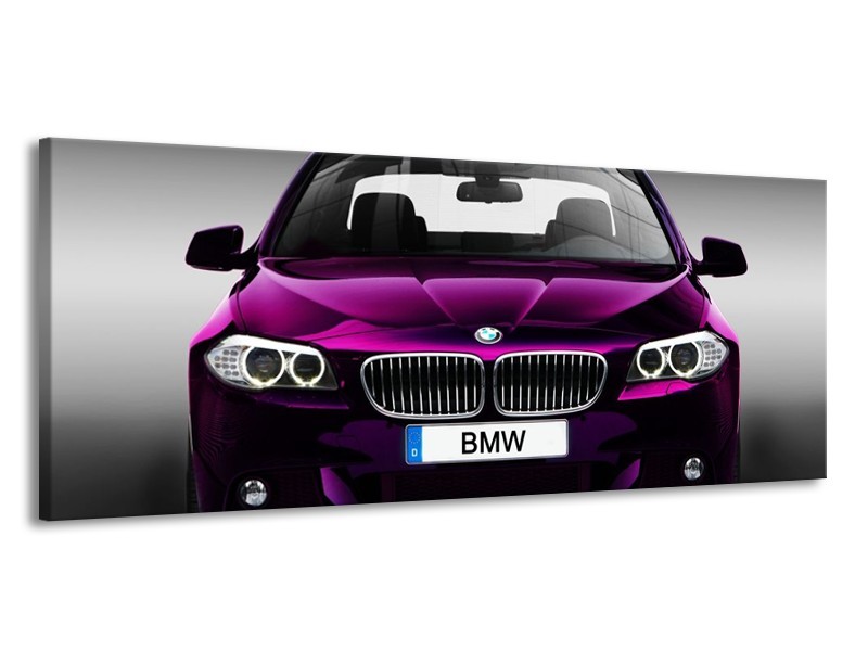 Glas schilderij BMW | Paars, Grijs, Zwart | 145x58cm 1Luik
