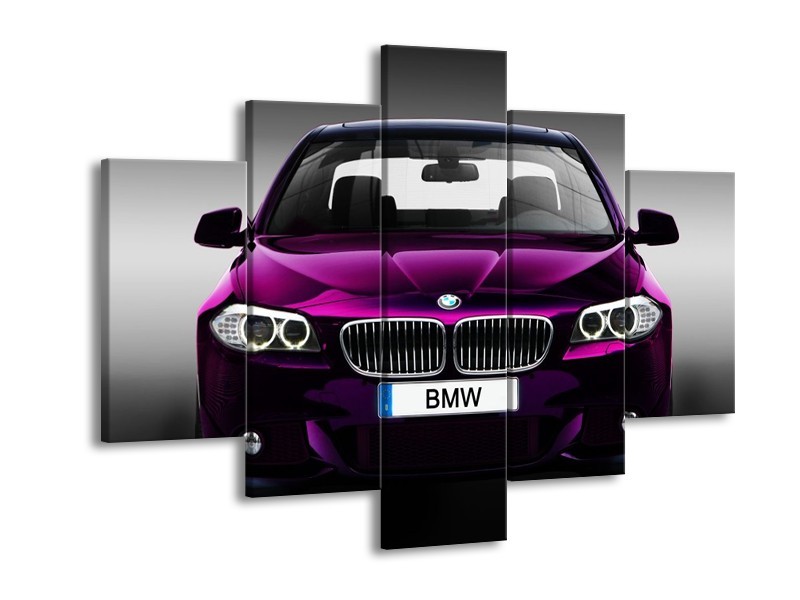 Glas schilderij BMW | Paars, Grijs, Zwart | 150x105cm 5Luik