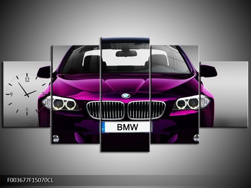 Klok schilderij BMW | Paars, Grijs, Zwart | 150x70cm 5Luik