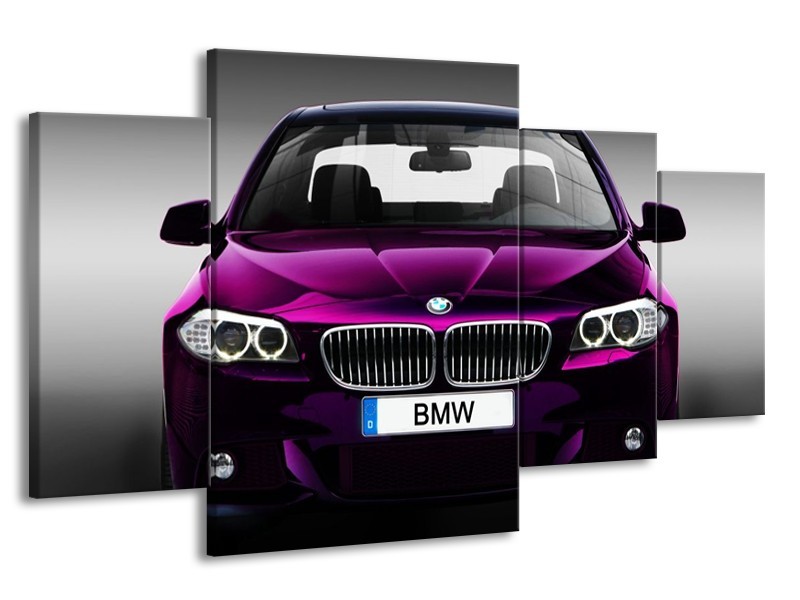 Glas schilderij BMW | Paars, Grijs, Zwart | 160x90cm 4Luik
