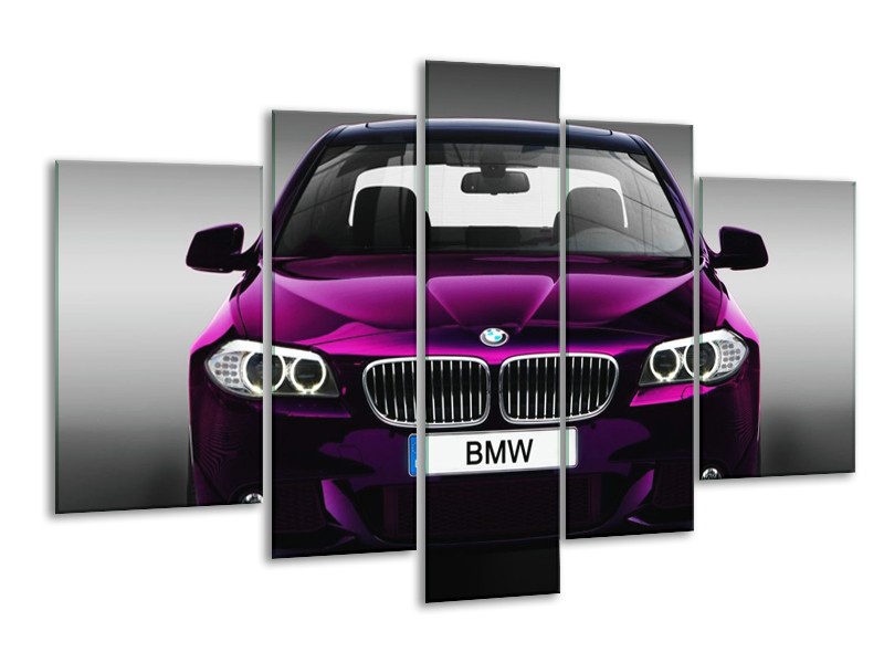 Glas schilderij BMW | Paars, Grijs, Zwart | 170x100cm 5Luik