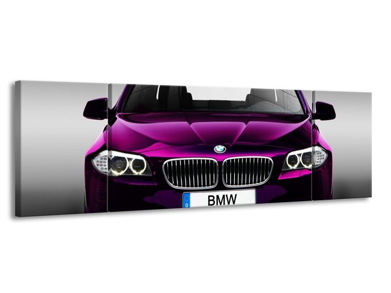 Glas schilderij BMW | Paars, Grijs, Zwart | 170x50cm 3Luik