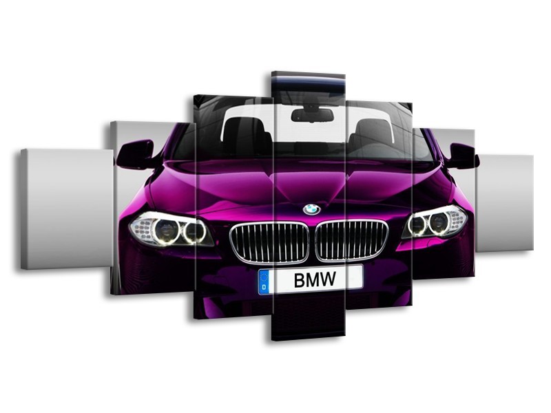 Canvas schilderij BMW | Paars, Grijs, Zwart | 210x100cm 7Luik