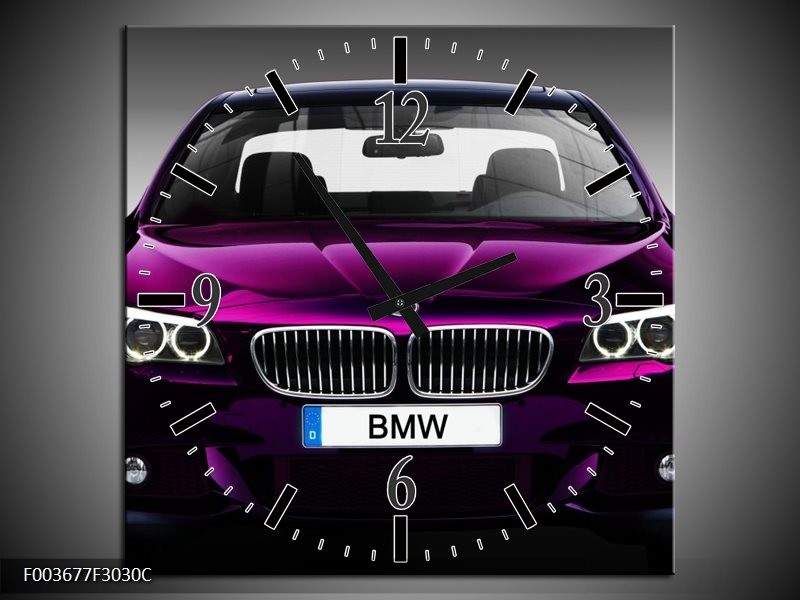 Klok schilderij BMW | Paars, Grijs, Zwart | 30x30cm 1Luik