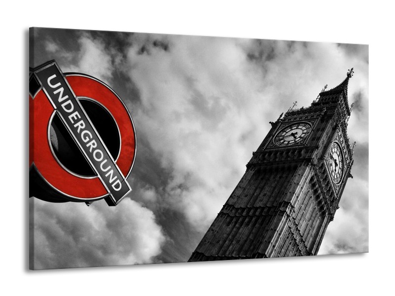 Canvas schilderij Londen | Grijs, Zwart, Rood | 140x90cm 1Luik