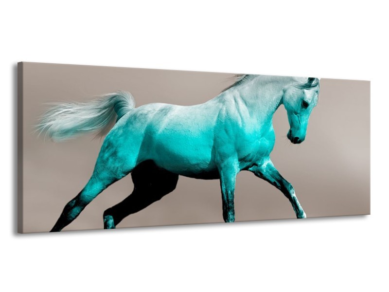 Canvas schilderij Paard | Blauw, Grijs | 145x58cm 1Luik