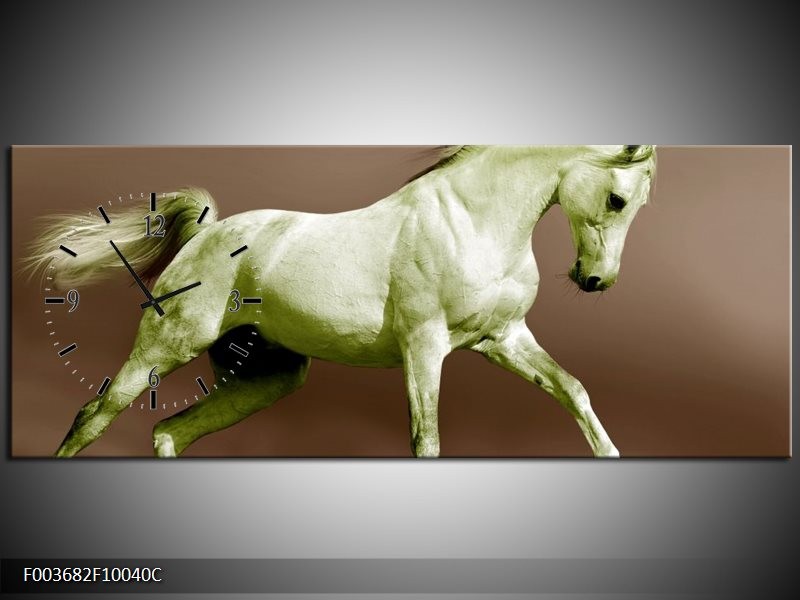 Klok schilderij Paard | Bruin, Groen | 100x40cm 1Luik