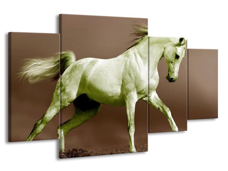 Glas schilderij Paard | Bruin, Groen | 160x90cm 4Luik